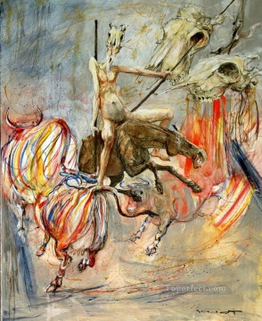 Don Quichotte et le Sortilege des Vaches a rayures MP Moderno Pinturas al óleo